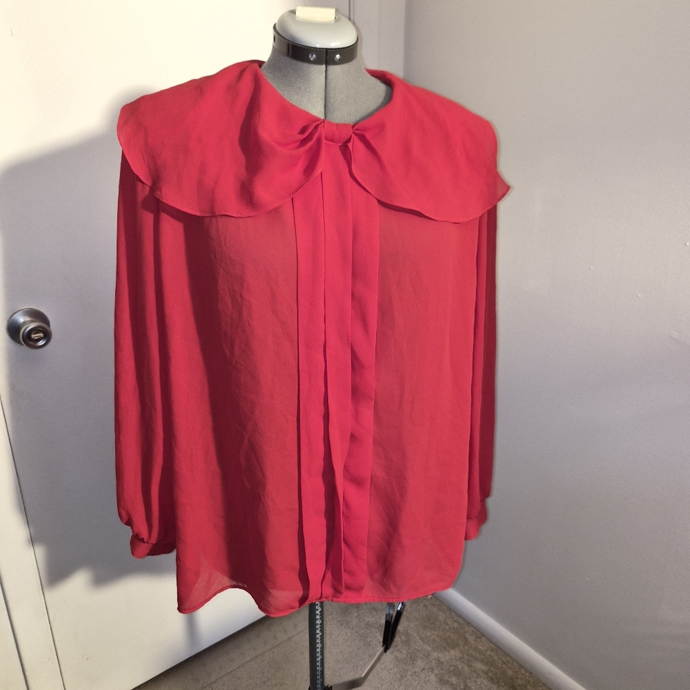 Vintage 80's Sheer Red Women's Top